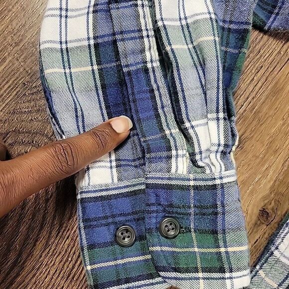 Cabelas Shirt Mens Medium Long Sleeve Button Front Pocket Outdoors Plaid FLAW - Picture 4 of 8